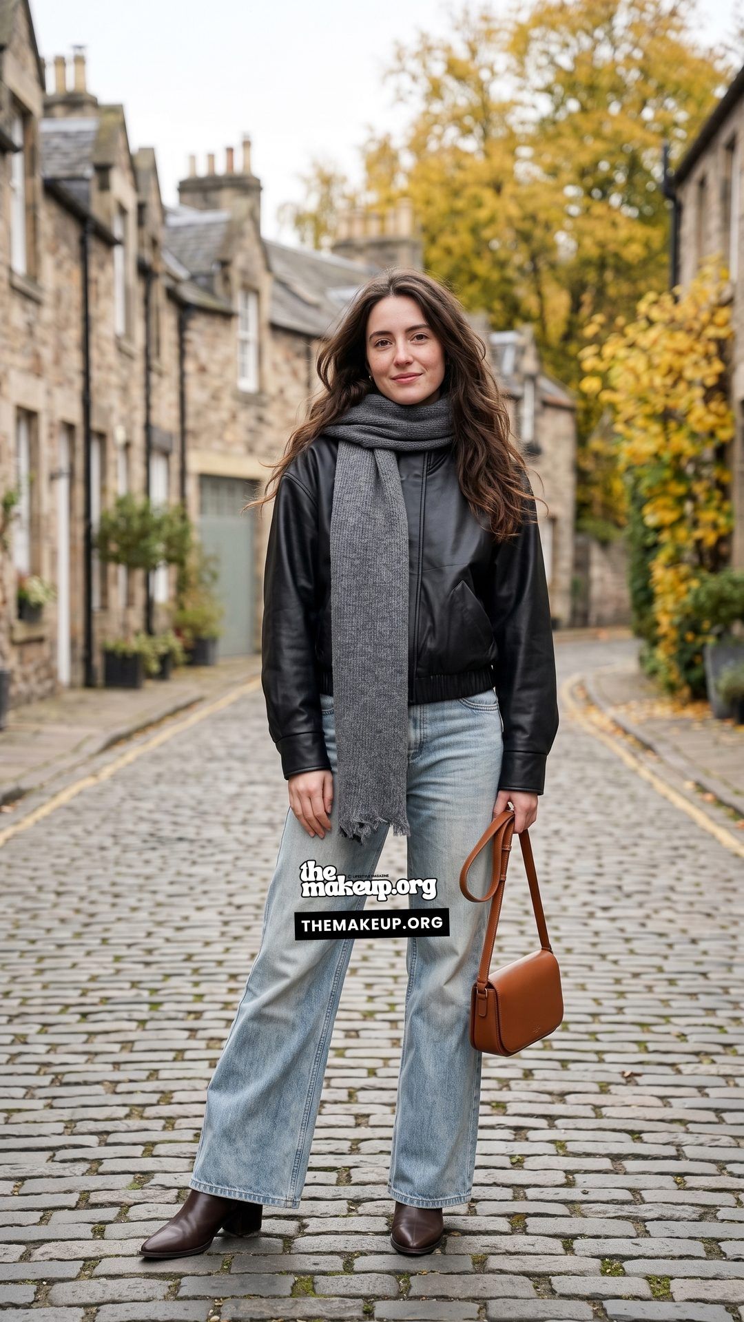 Leather Jacket And Straight Leg Jeans November