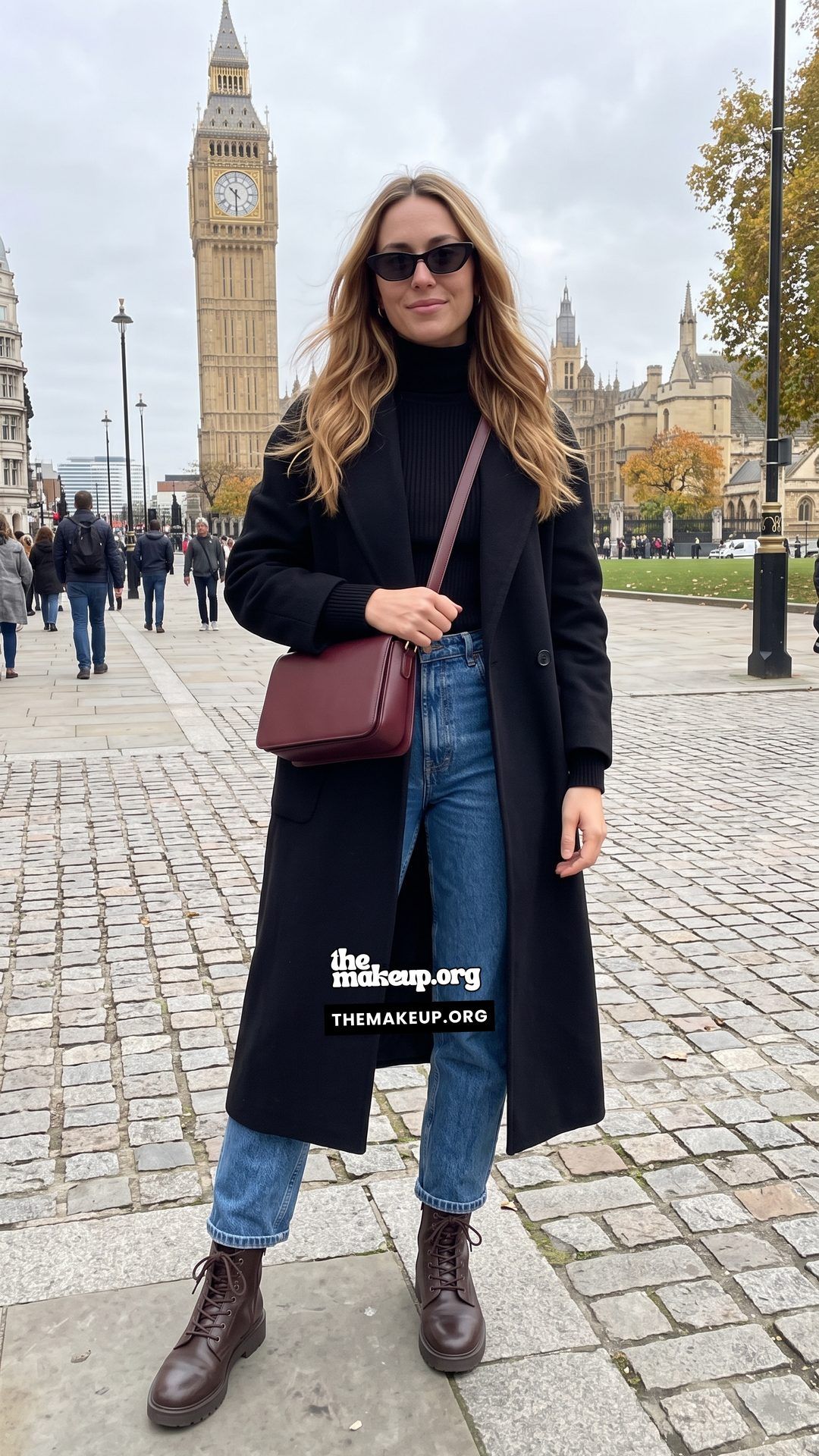 London Fall Outfits Long Wool Coat And Jeans