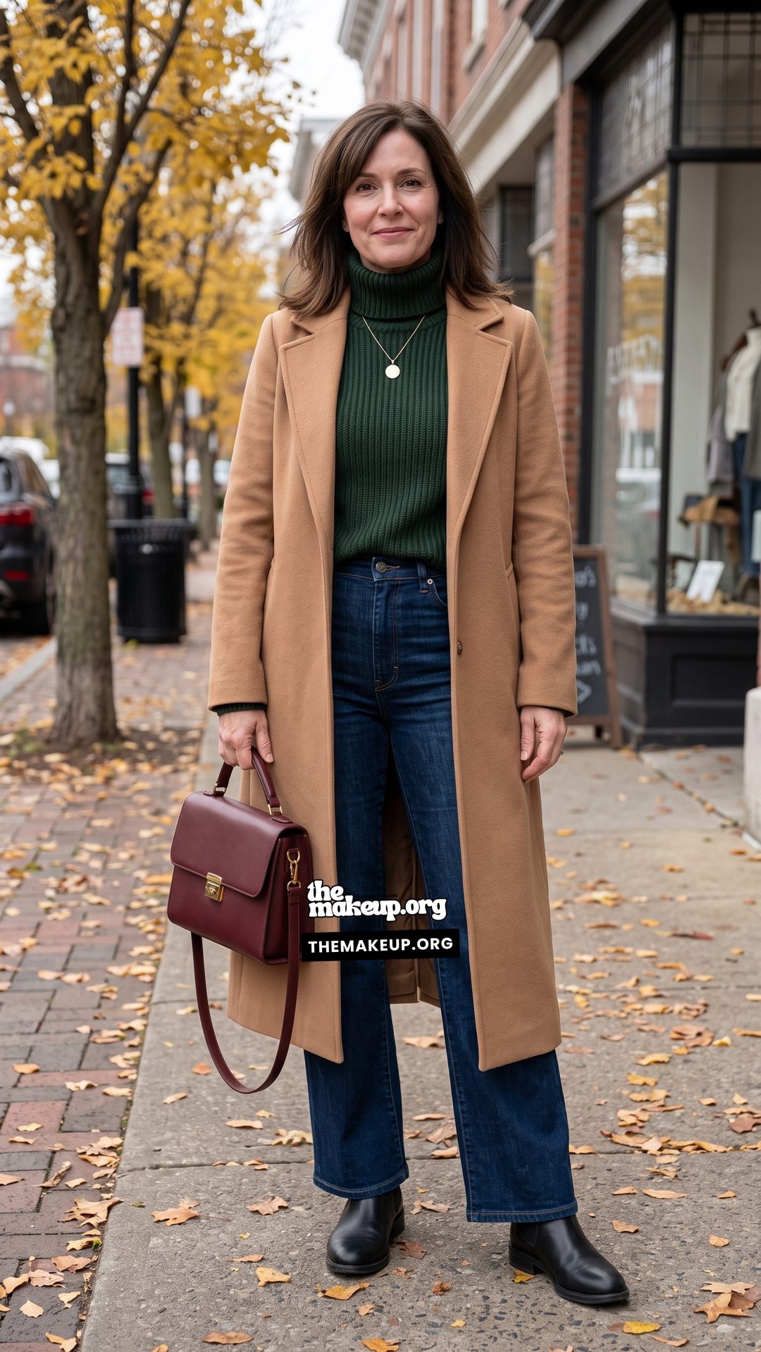 Long Coat And Jeans Outfit For Women Over 50