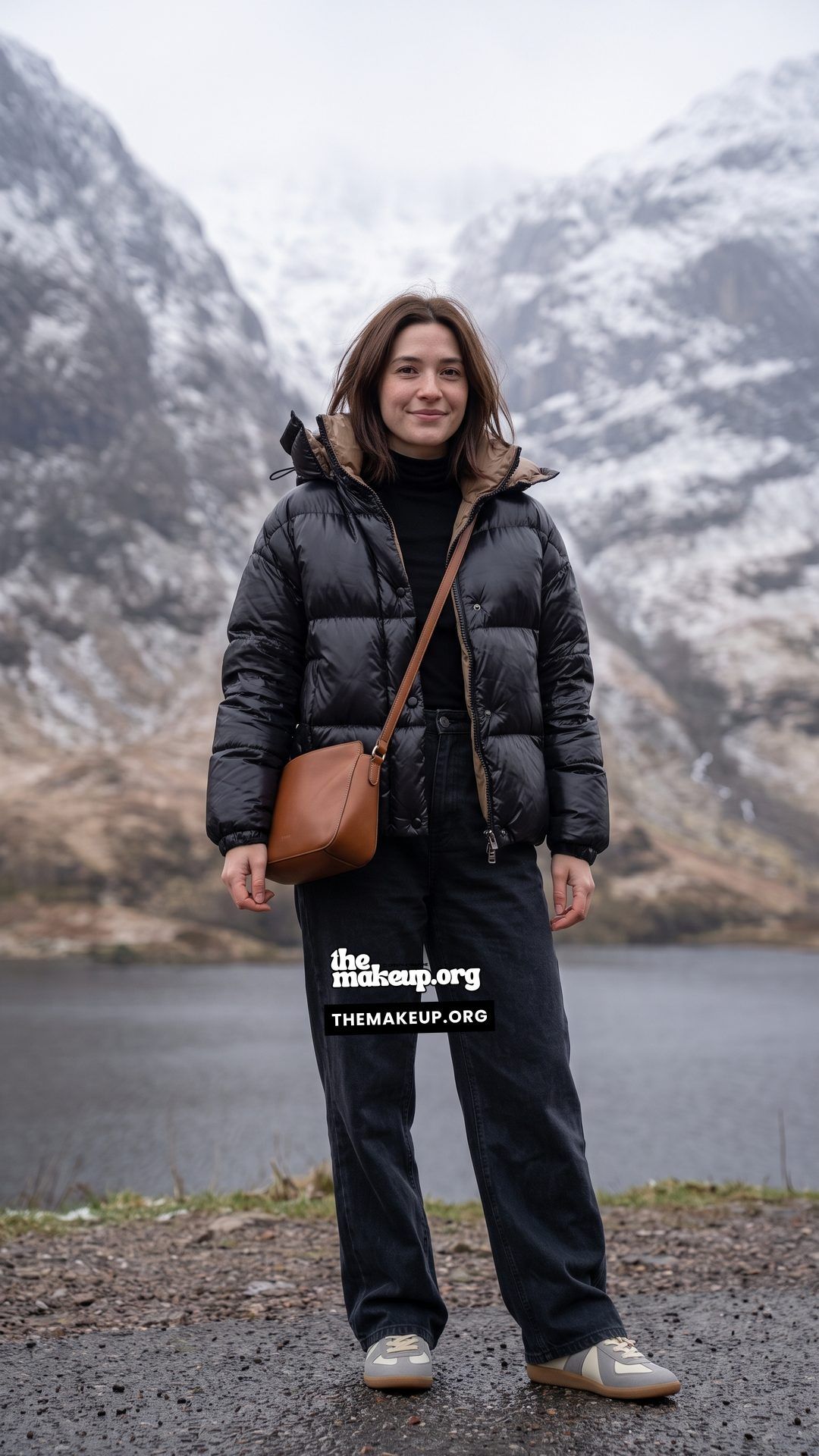 Puffer Jacket And Straight Pants Cold Weather