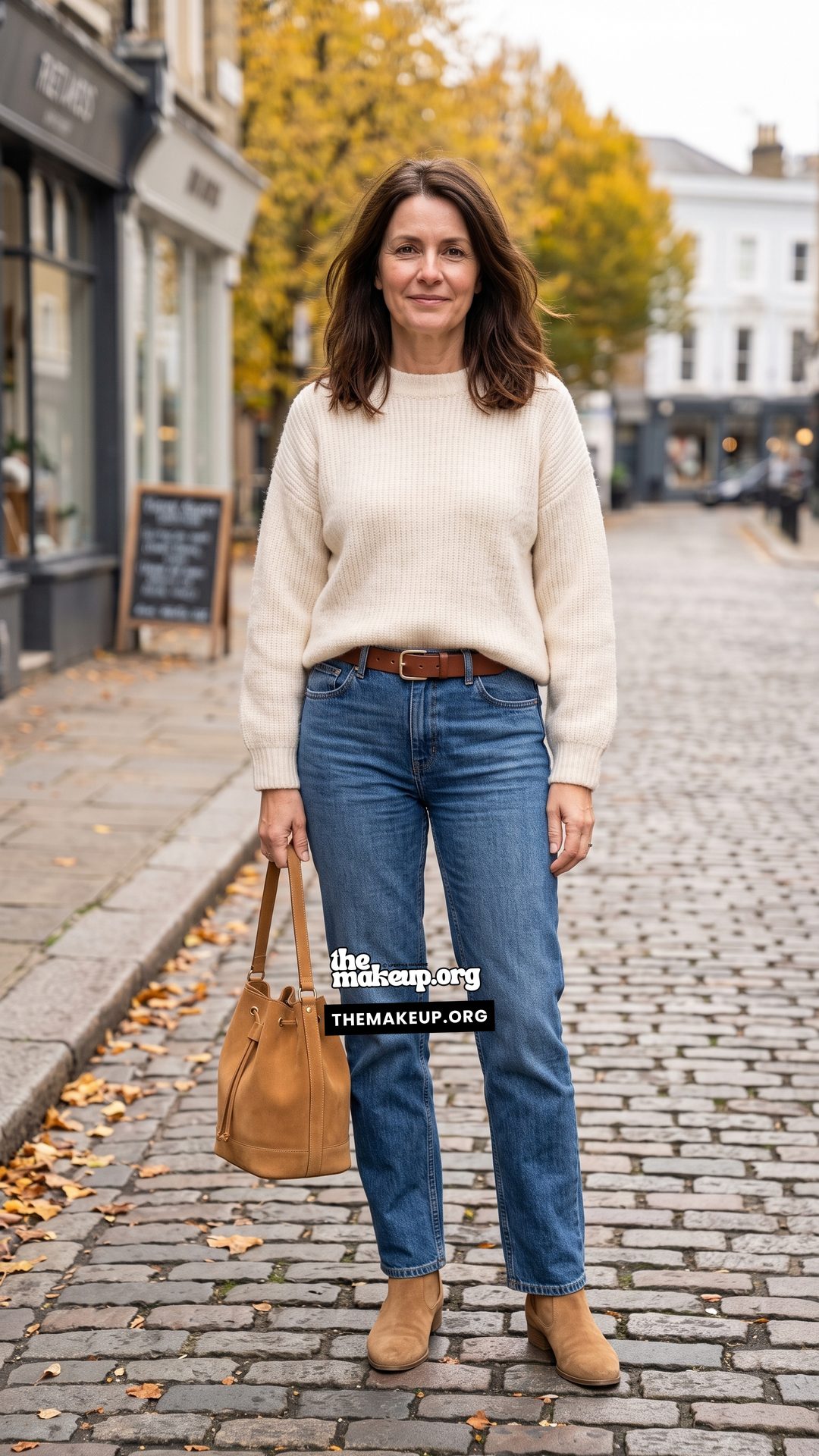 Ribbed Sweater And Straight Jeans For A Cable Holiday
