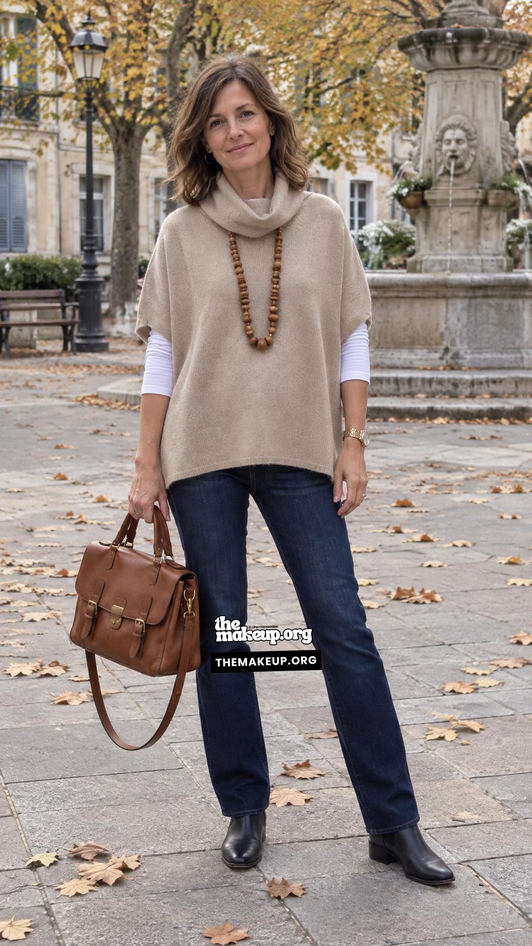 Sleeveless Sweater And Jeans For Fall Trip