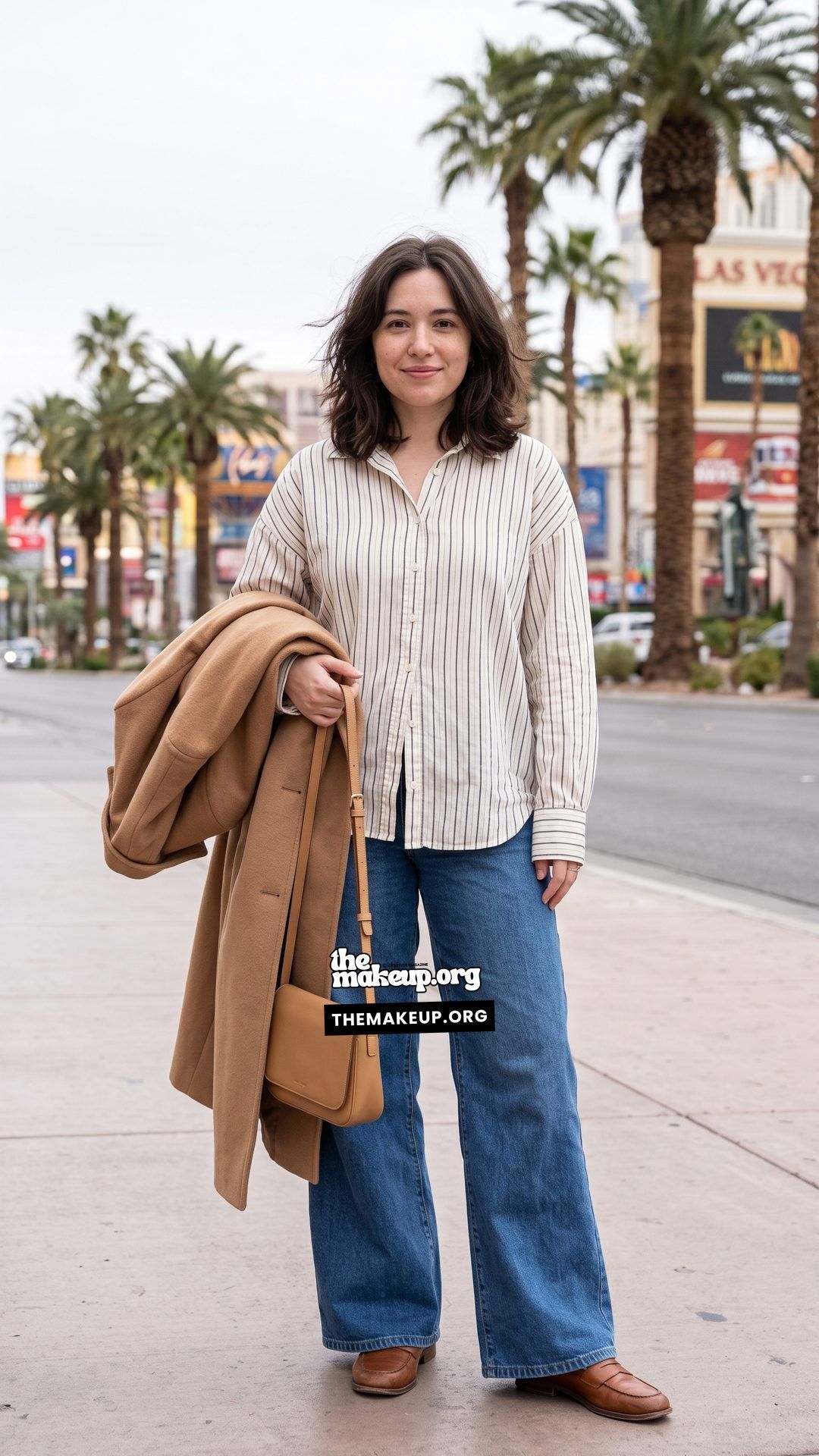 Striped Shirt And Denim Las Vegas Look