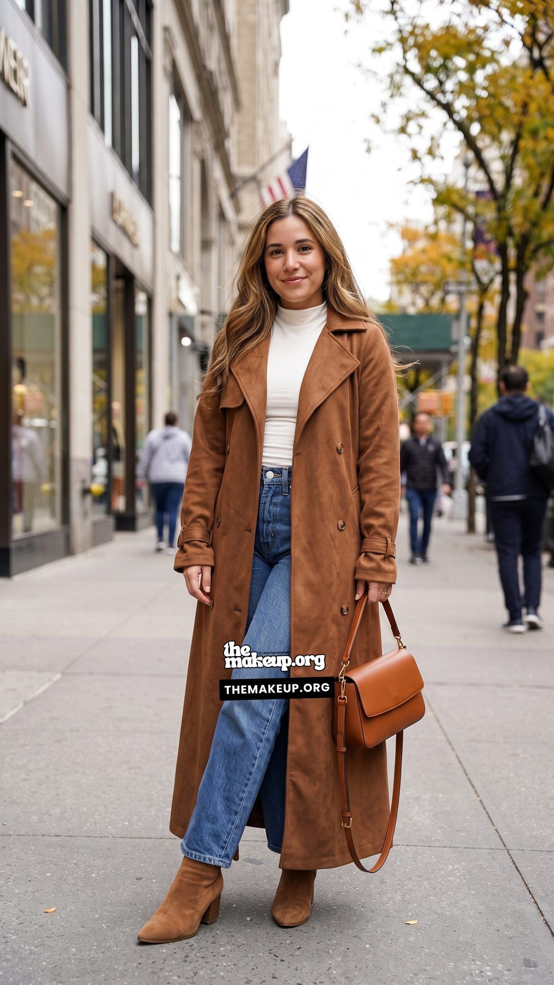 Suede Trench Coat And Jeans New York Outfit