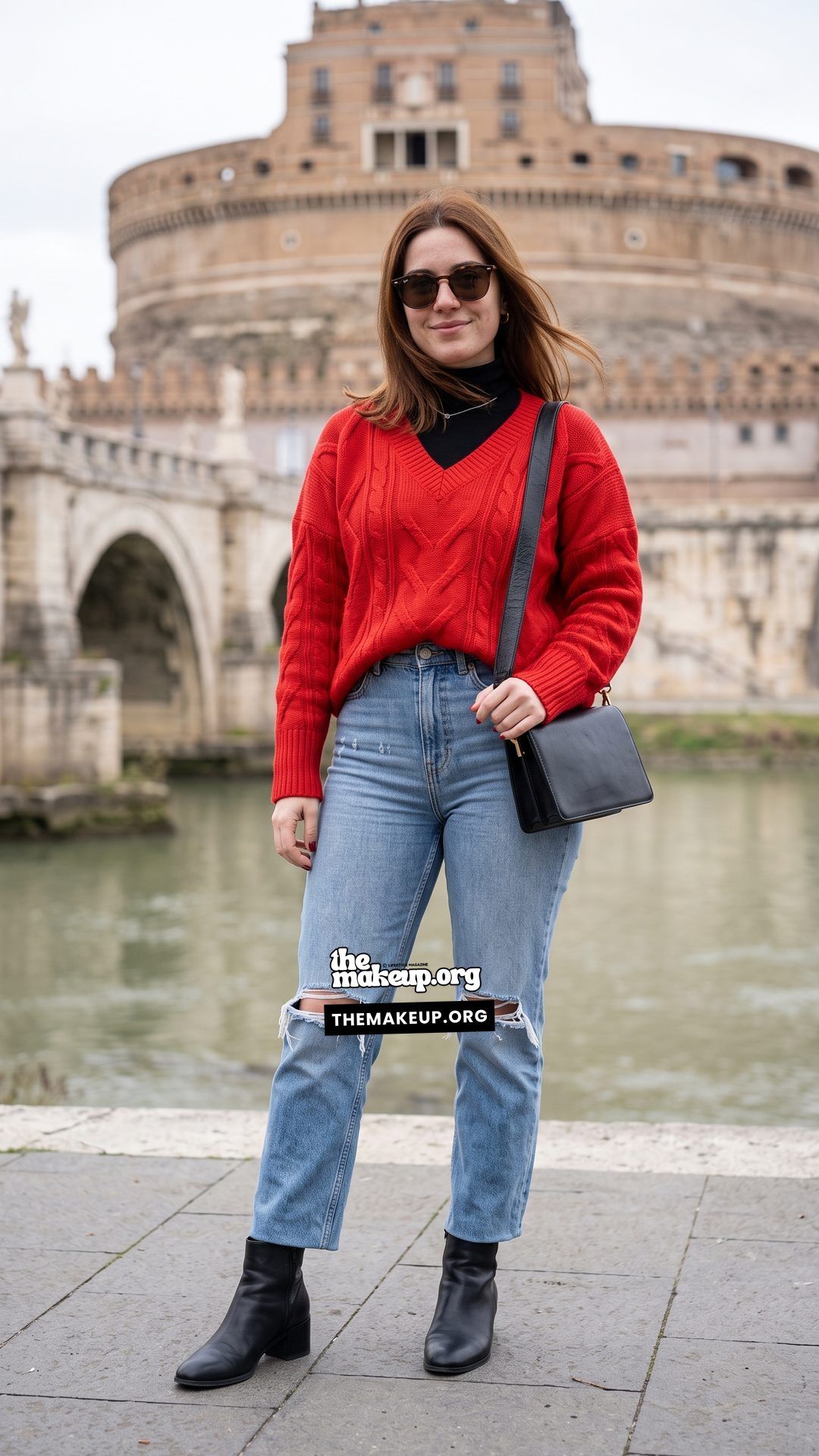 Sweater And Distressed Jeans Rome Fall