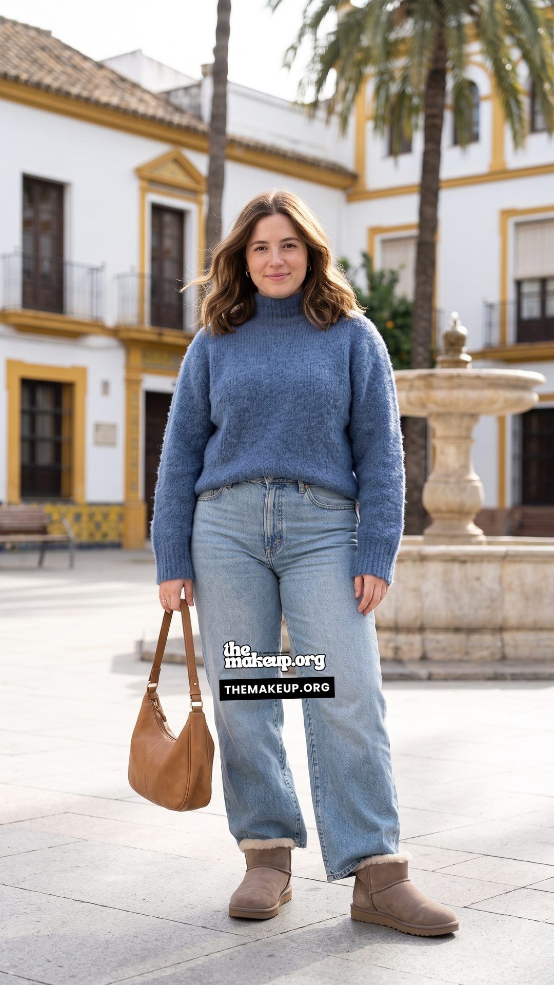 Turtleneck Sweater And Straight Jeans Spain November