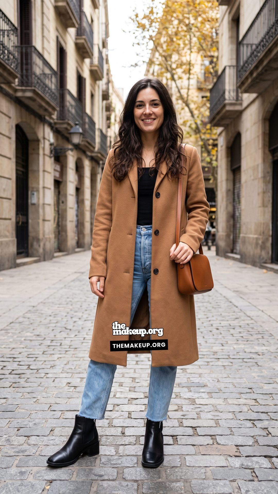 Wool Coat And Cropped Jeans Spanish Autumn Style